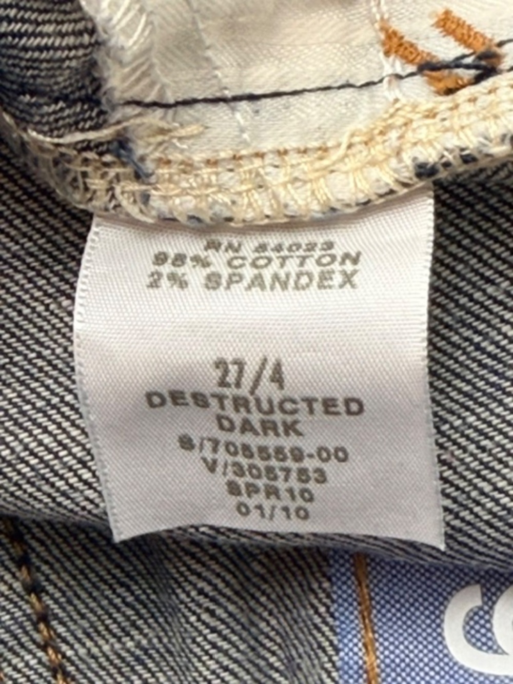 GAP 1969 Distressed Jean Shorts Women's Size 4/27 Deconstructed Dark Wash - Picture 5 of 8